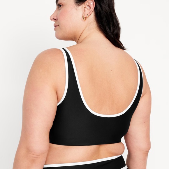 NWT OLD NAVY Zip-Front Bikini Swim Top  Color: Black Jack - Picture 8 of 10